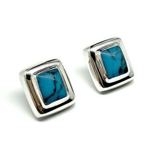 Tantalizing Turquoise - Sterling Silver Bold Geometric Drop Earrings